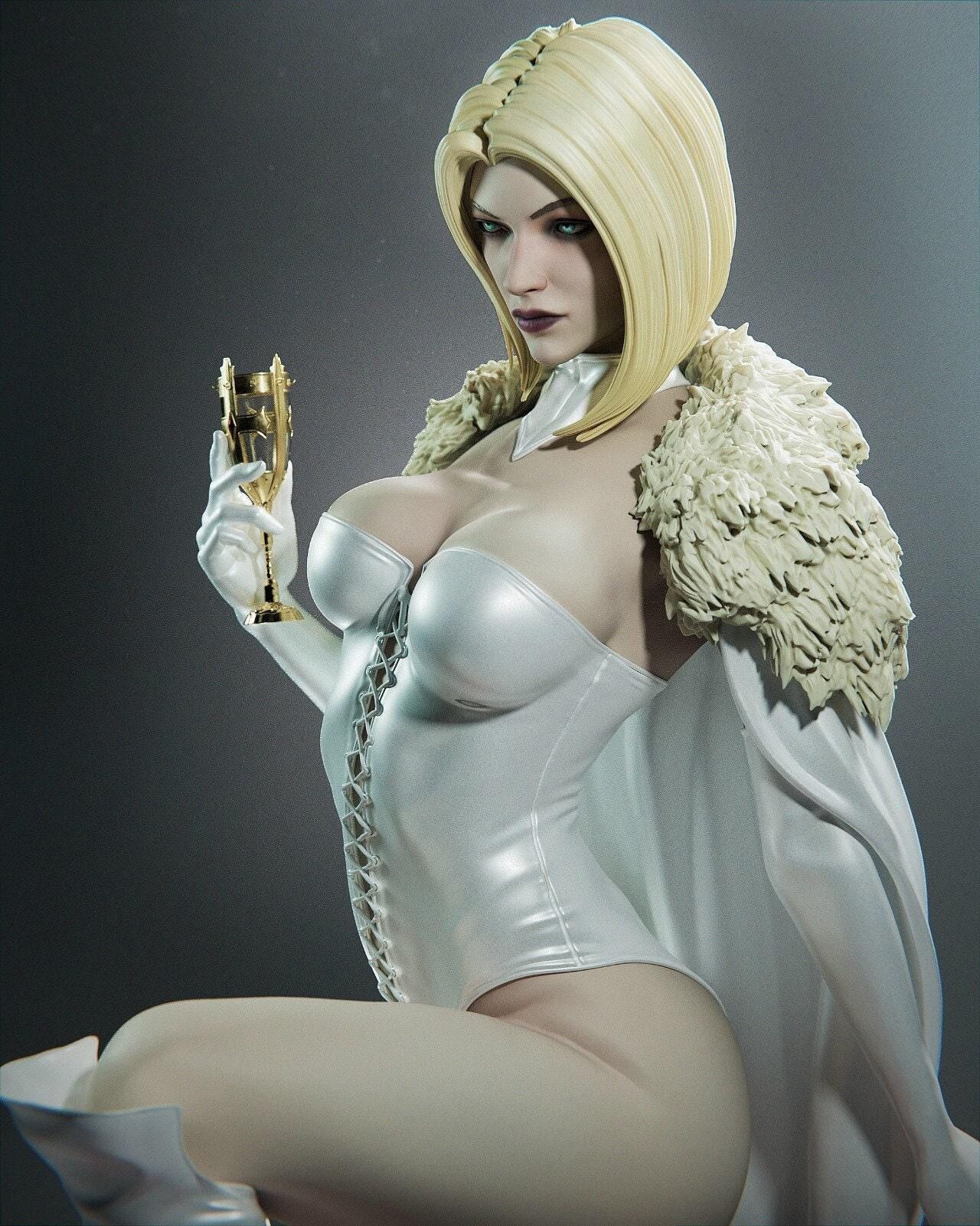 Emma Frost: Elegant 3D Printed Miniature Statue - NSFW X-Men Collectible