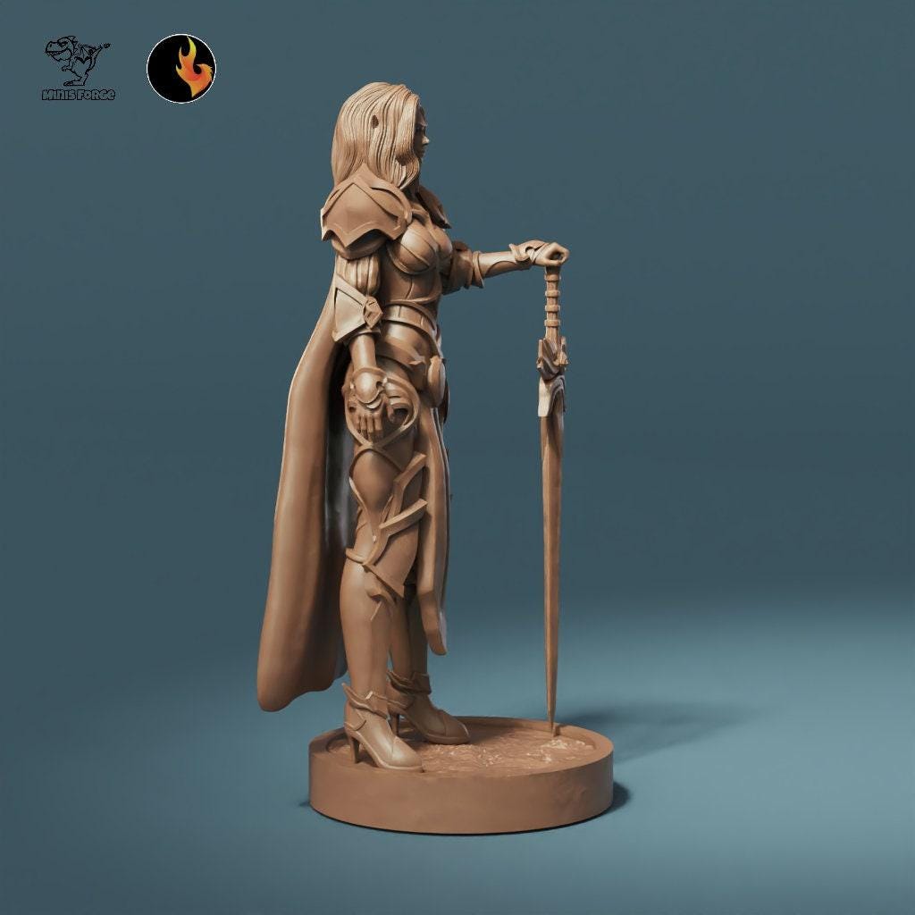 Paladin Clara Fantasy Miniature - Embody the Radiant Valor in TTRPGs, RPGs, DnD, Pathfinder, and Tabletop Games