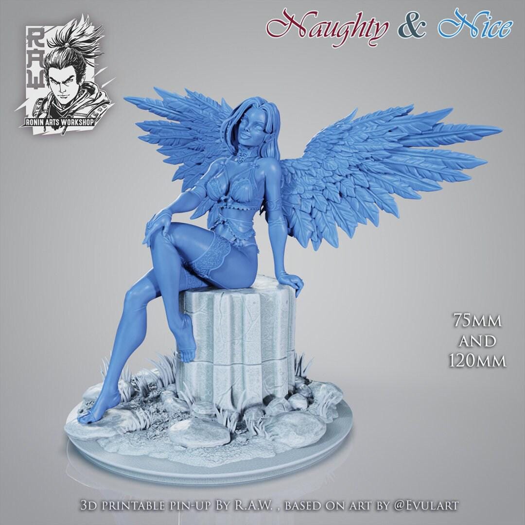 A stunning Pin-up Collectible Statue with "Naughty and Nice" options. This 3D printed figure is a perfect model for collectors