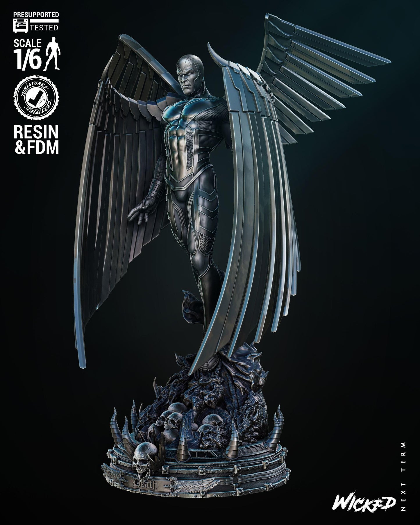 Dynamic Archangel Marvel 3D Printed Collectible Statue | Hand-Painted X-Men Mutant Figure for Comic Fans