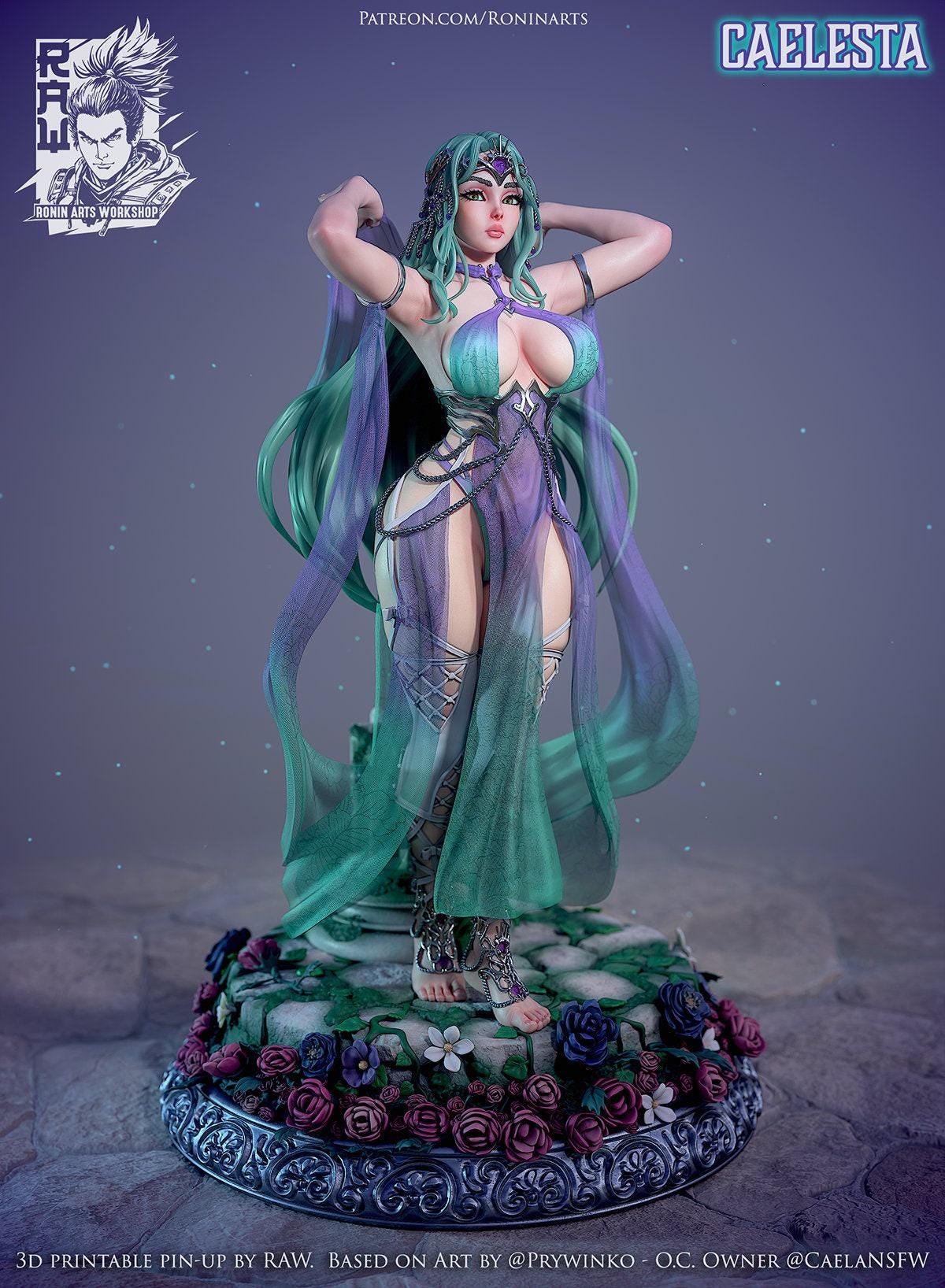 Alluring Caelesta Pinup 3D Printed Resin Statue - Collectible Figure - Optional Mature Version