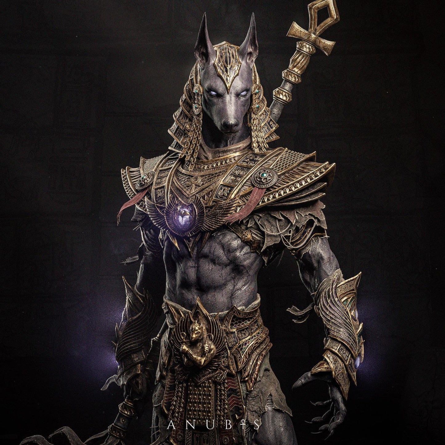 a statue of a man in armor with a sword