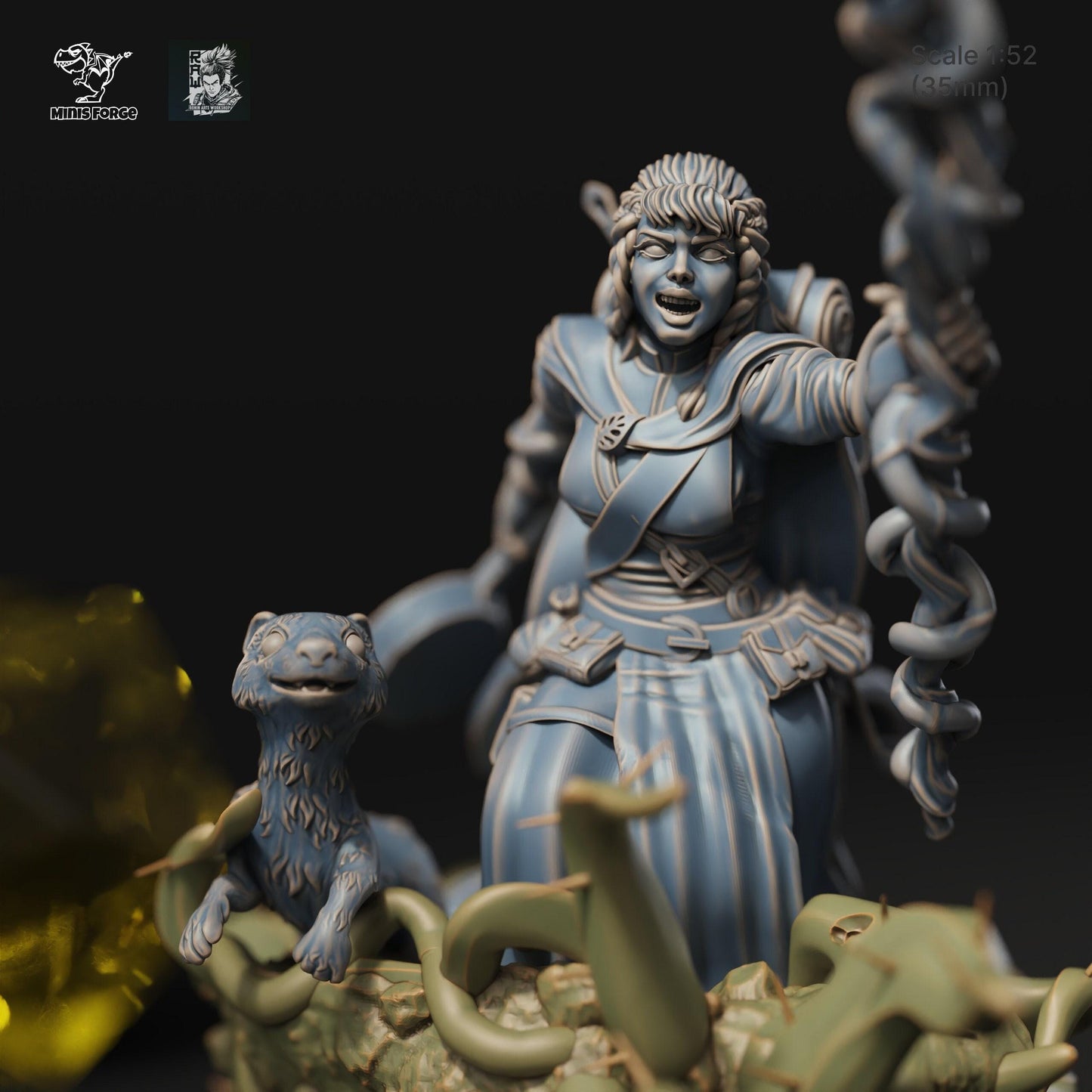 Maara Halfling Druid: Embrace the Magic of Nature with a 3D-Printed Miniature for DnD, Pathfinder, Warsurge, and Tabletop Adventures