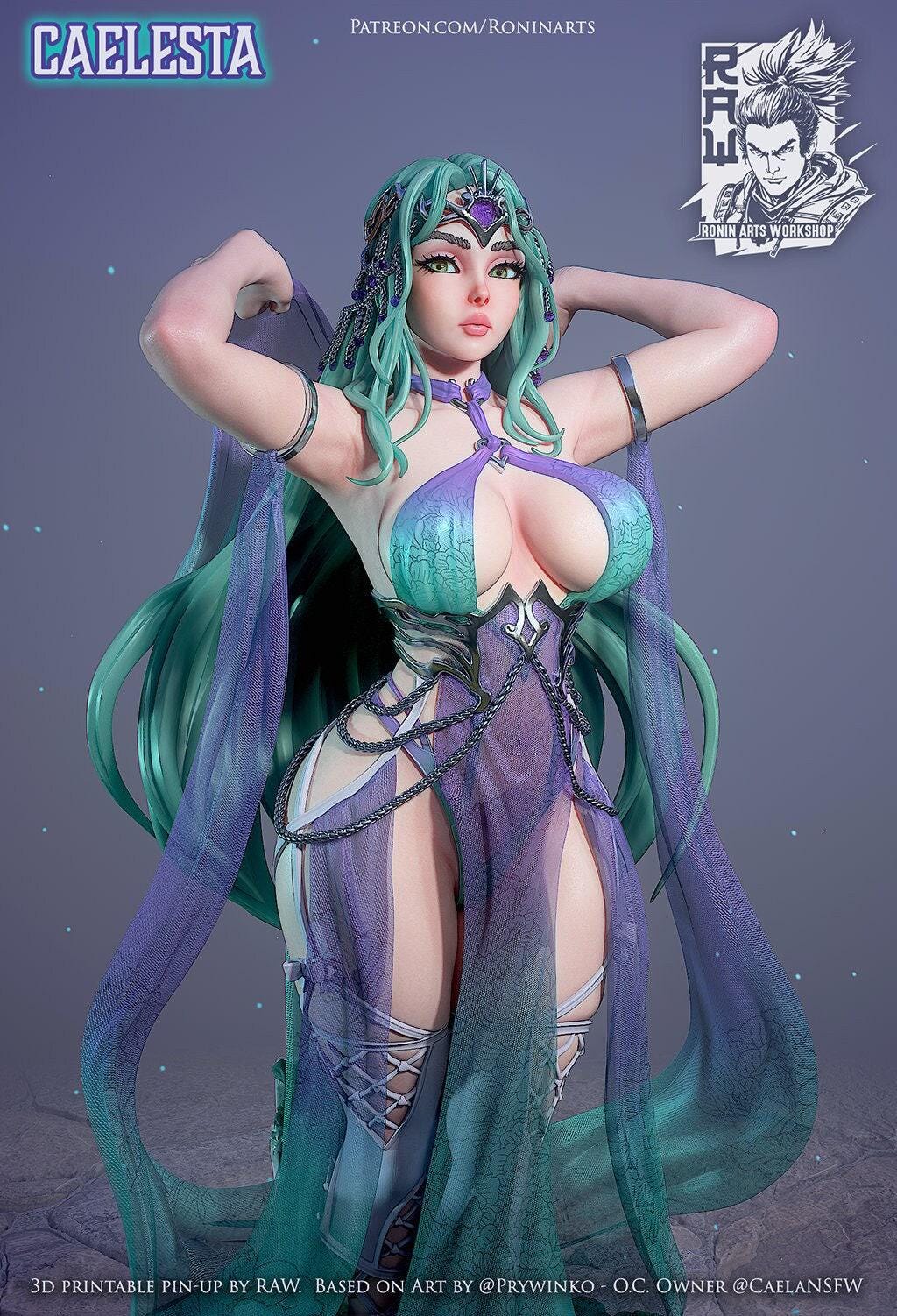 Alluring Caelesta Pinup 3D Printed Resin Statue - Collectible Figure - Optional Mature Version