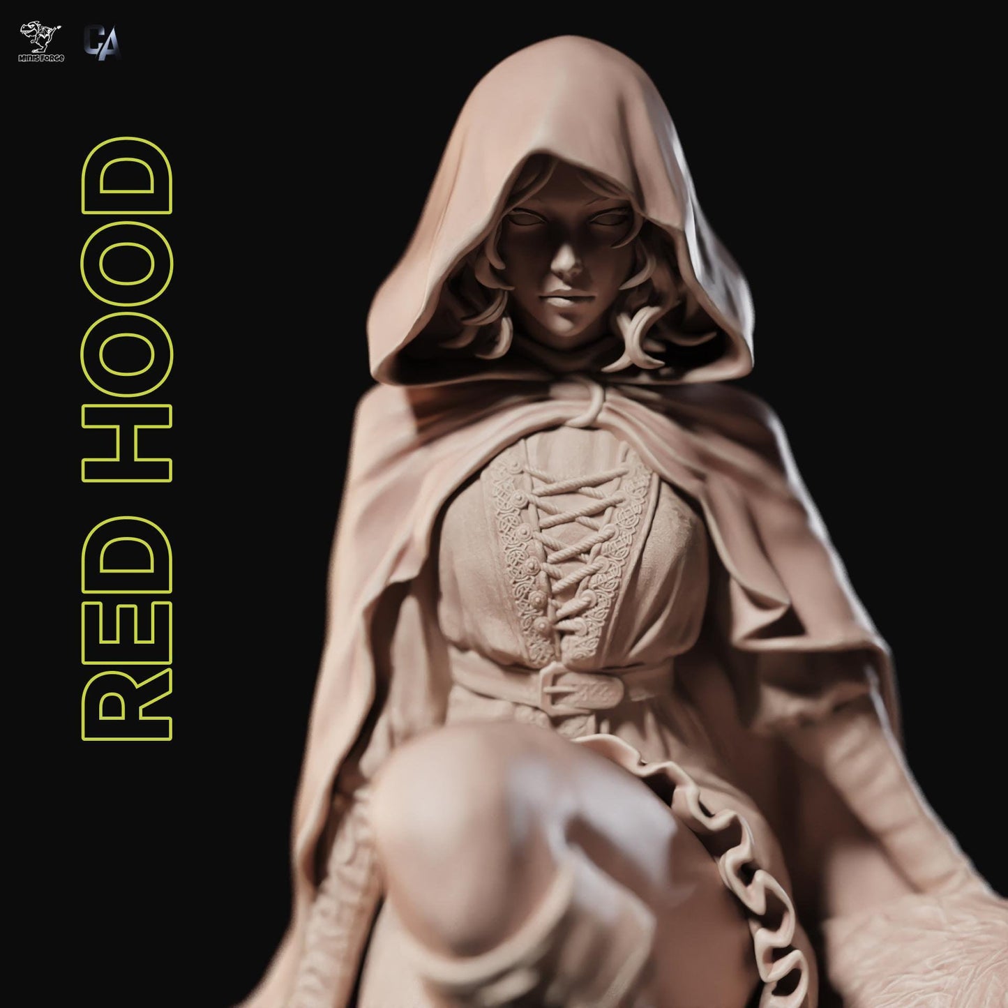 Epic Red Hood On Wolf 3D Print Collectible Figurine: Dynamic Fantasy Resin Statue & Unique Comic Book Art Piece