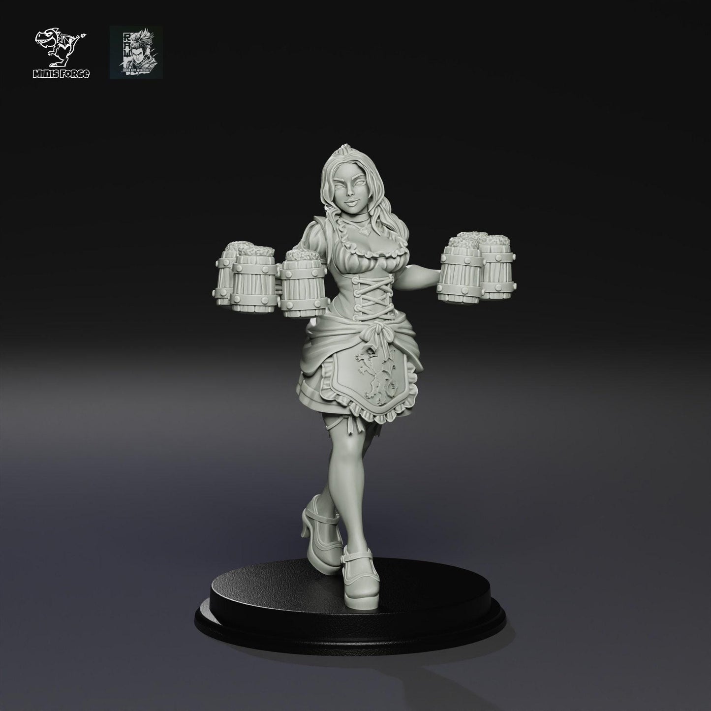 Demi Barmaid Miniature 3D Print Dungeons and Dragons Mini RPG Tabletop DnD Painting Great Gift Idea Board Game