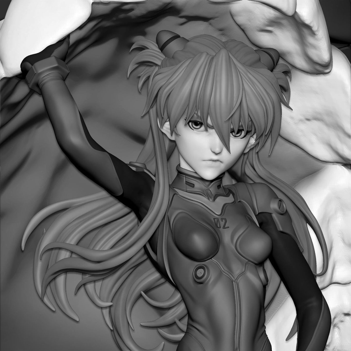 a drawing of a woman with long hair