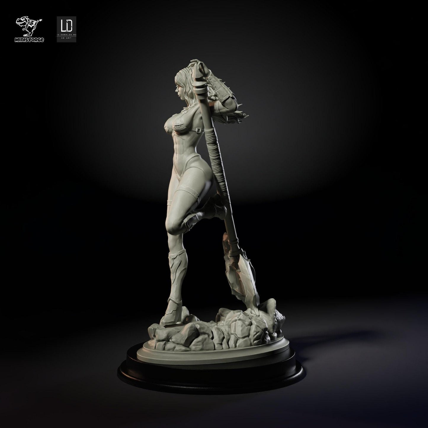 Unleash the Power: Barbarian Axe Wielder 3D Printed Collectible Statue - Hand-Painted Fantasy Figure