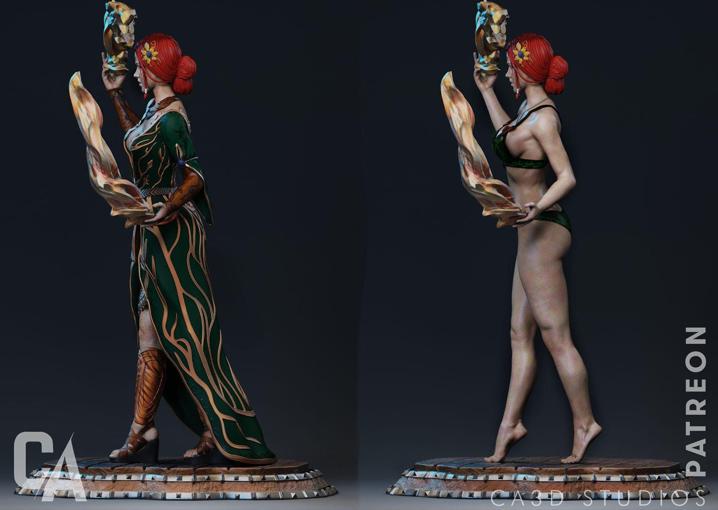 Triss 3D Print Collectible Miniature Statue Figure NSFW Pin Up Painted Witcher Fanart