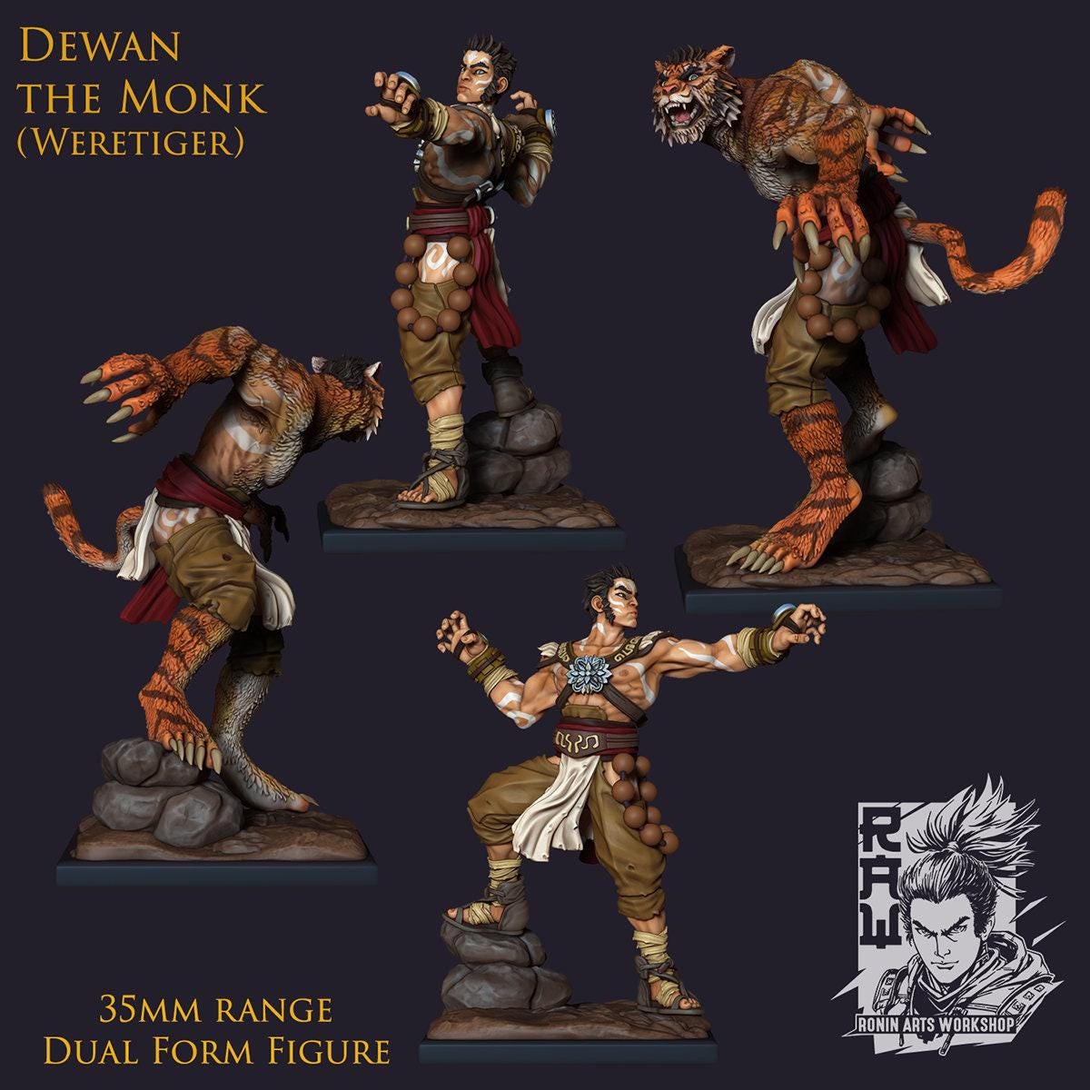 Dewan the Monk - Unpainted 35mm Miniature - Martial Arts Figure