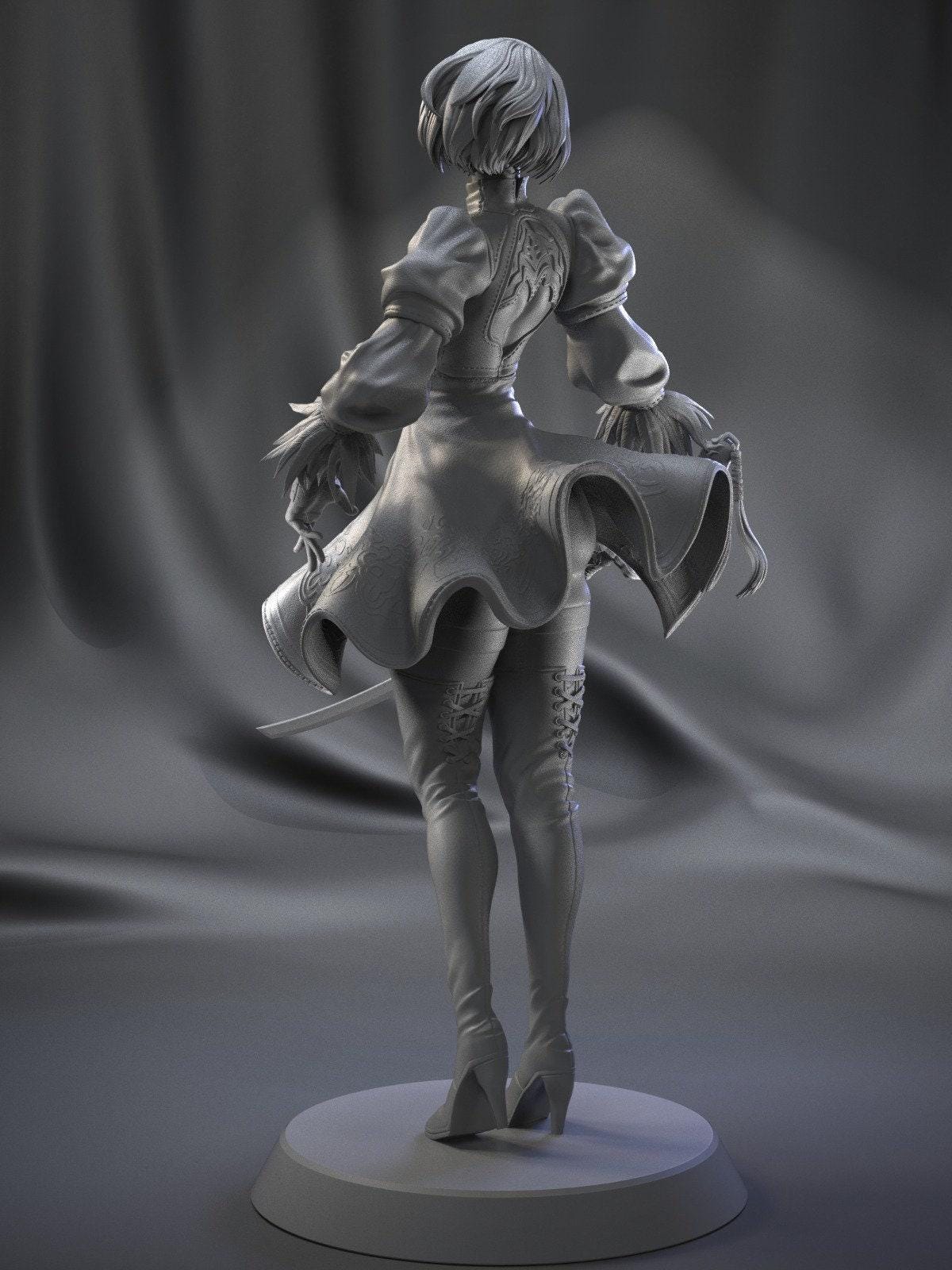 Nier Automata 2B 3D Printed Collectible Mini Statue – Iconic Gaming Figure (NSFW Option)