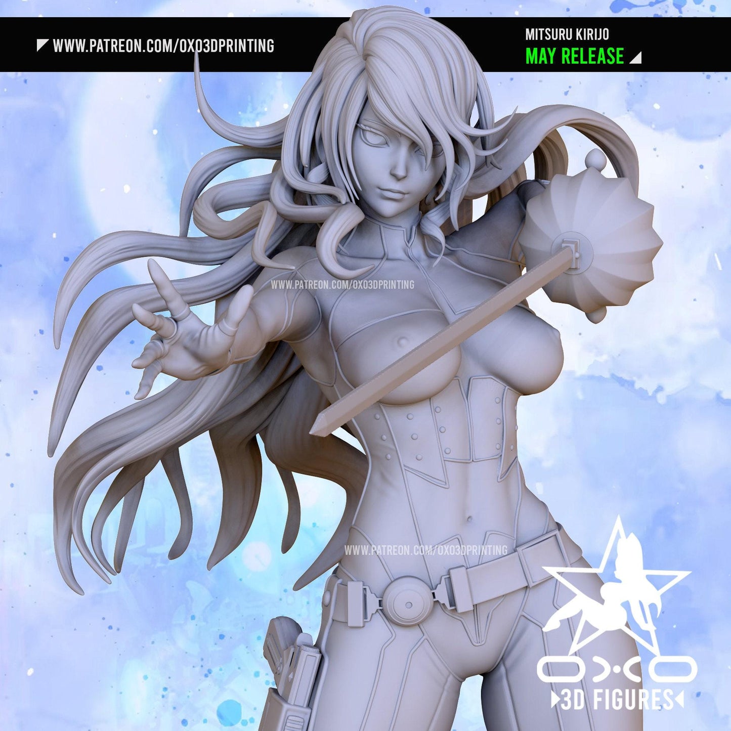 Mitsuru Kirijo NSFW 3D Printed Statue | Unpainted Persona 3 Anime Figure for Adult Collectors | Resin Garage Kit