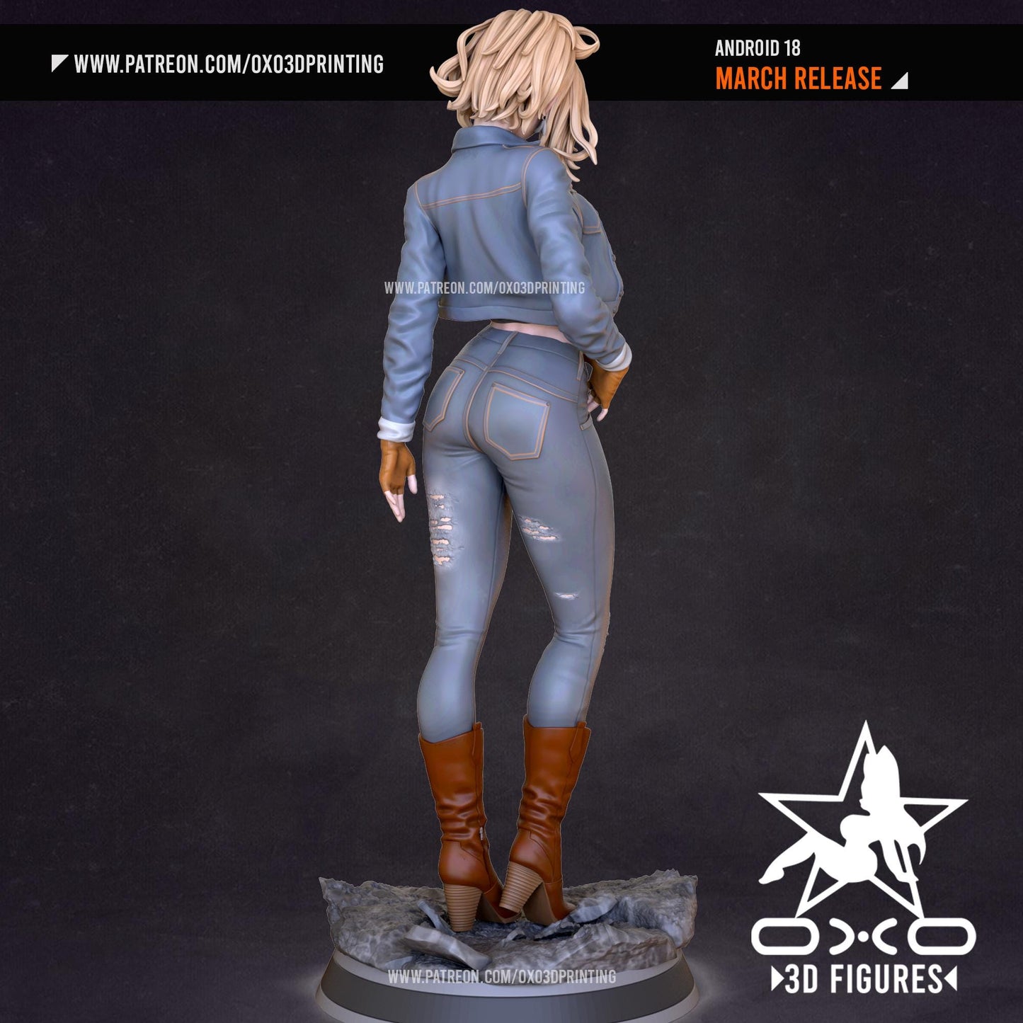 Dynamic Android 18 3D Printed Resin Statue – Dragon Ball Z Collectible Figure with NSFW Option