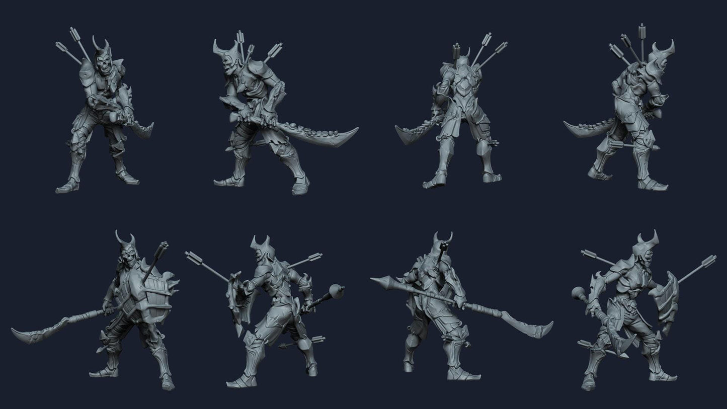 Revenant Warriors Skeletal Knights | Detailed Undead 3D Printed Miniatures for Tabletop RPGs