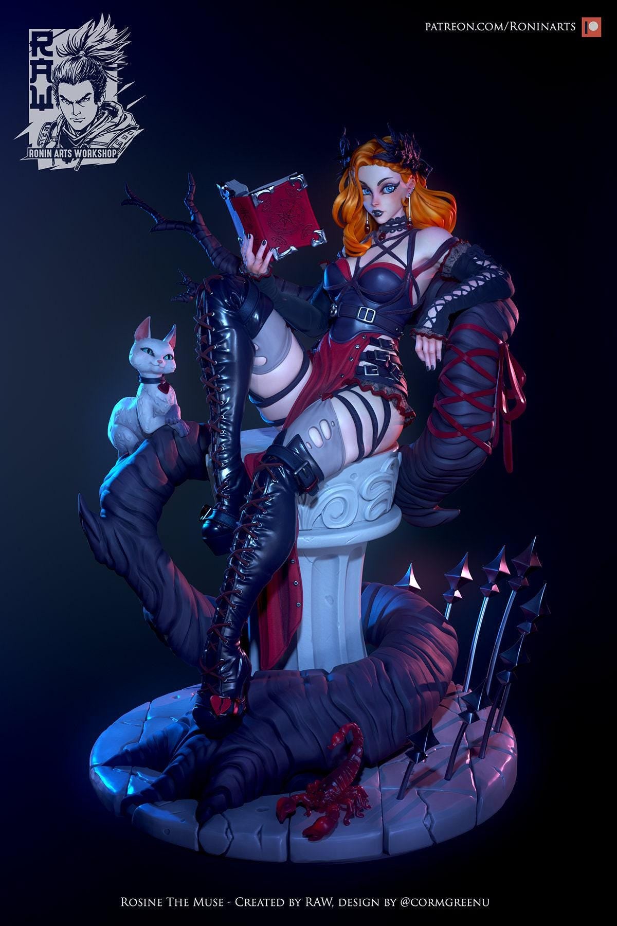 Pinup Rosine Collectible 3D Printed Resin Figure | Hand Painted or Unpainted Sexy Statue NSFW Option