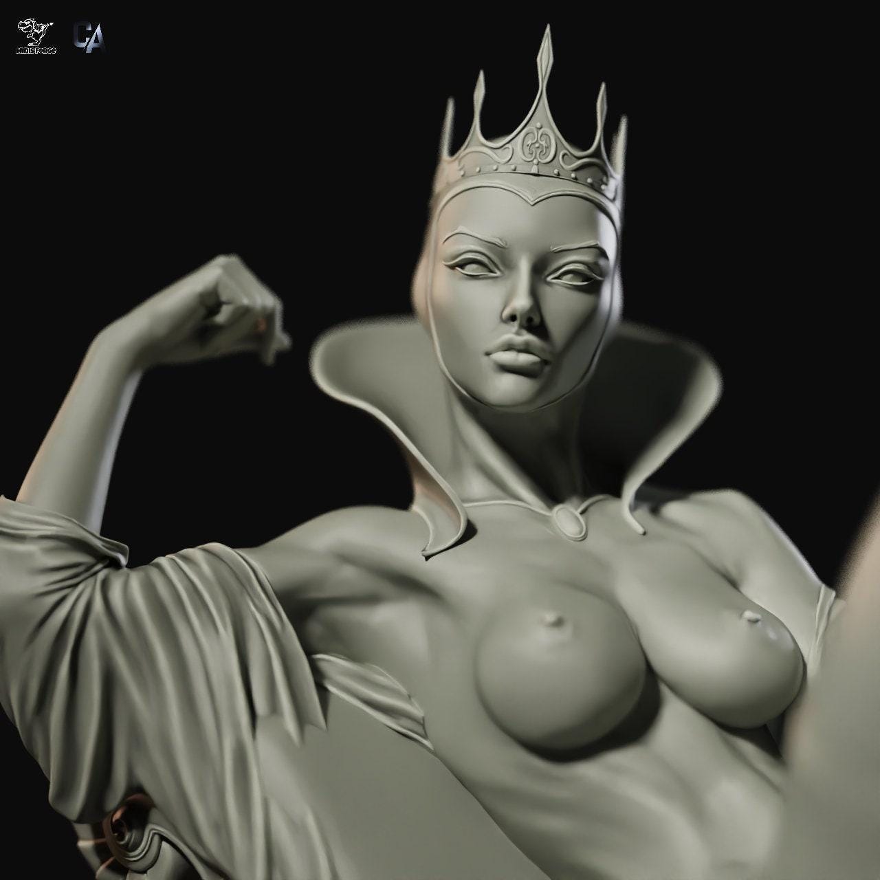 Immerse in Darkness: Evil Queen 3D Printed Statue – A Must-Have Collectible Figure for Adult Fans (NSFW)