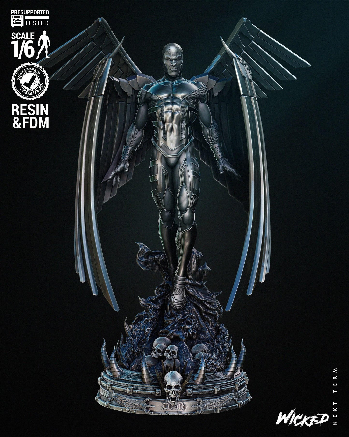 Dynamic Archangel Marvel 3D Printed Collectible Statue | Hand-Painted X-Men Mutant Figure for Comic Fans