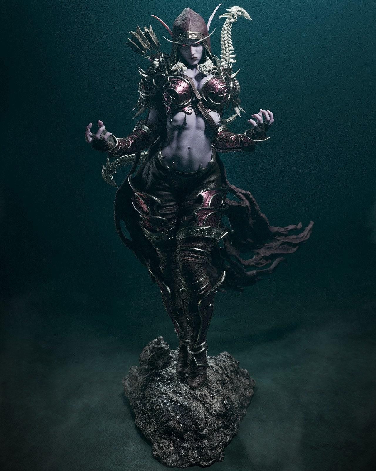 Command the Undead: Sylvanas Windrunner WoW 3D Printed Statue – Optional NSFW Variant for Adult Collector