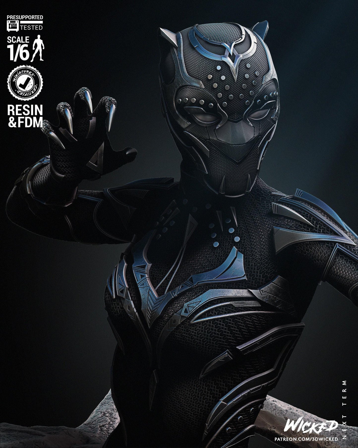 Black Panther 3d print Collectible Miniature statue figure gift idea for man woman painter painted scale 1\6