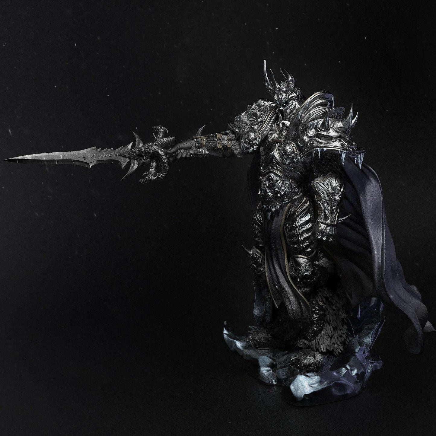 Epic Lich King 3D Printed Statue: World of Warcraft Collectible - Detailed Arthas Menethil Figure with Frostmourne