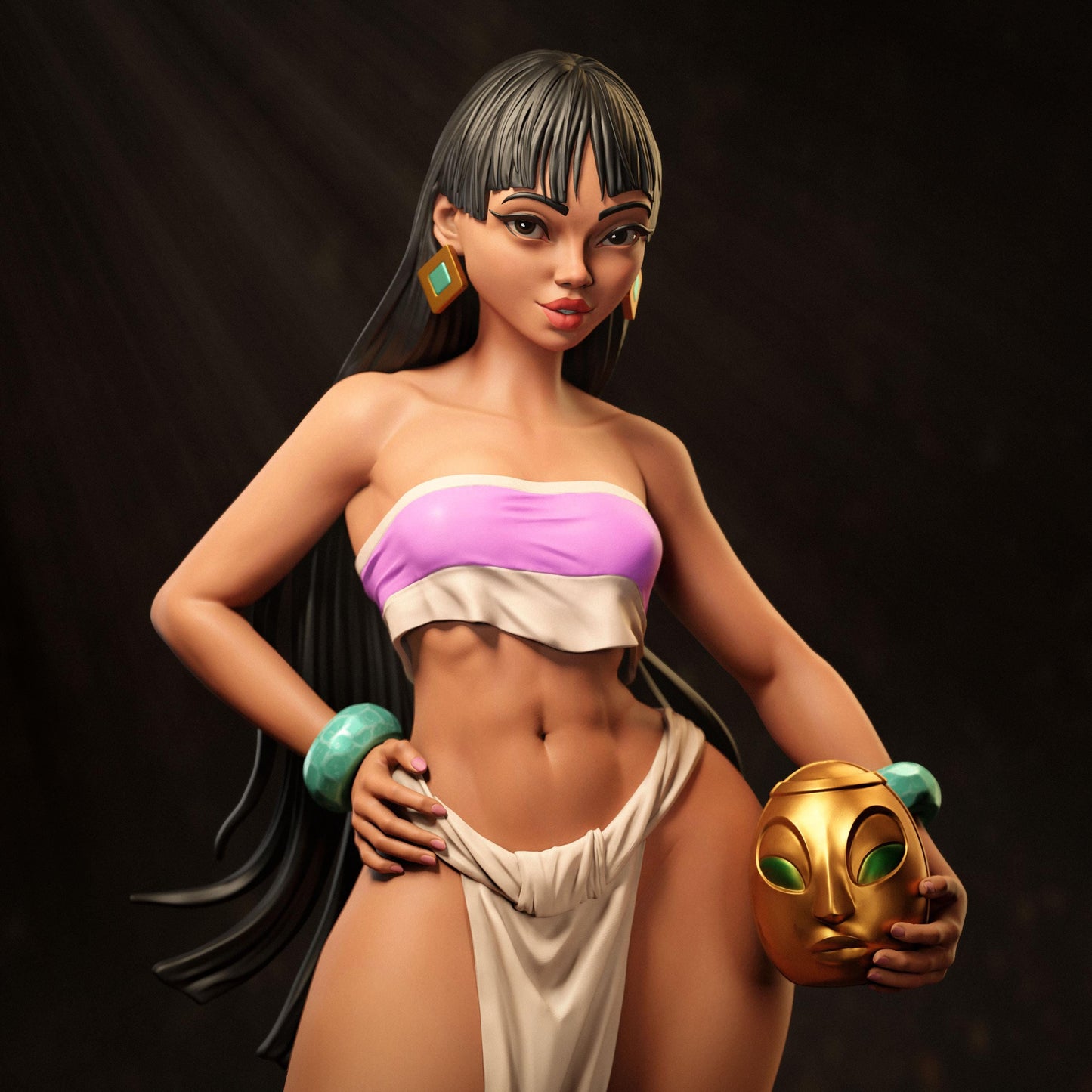 Beautiful Indigenous Woman 3D Printed Collectible Figure - Statue - Perfect Gift Idea for Adults - Home Decor - Pin-Up - Painted