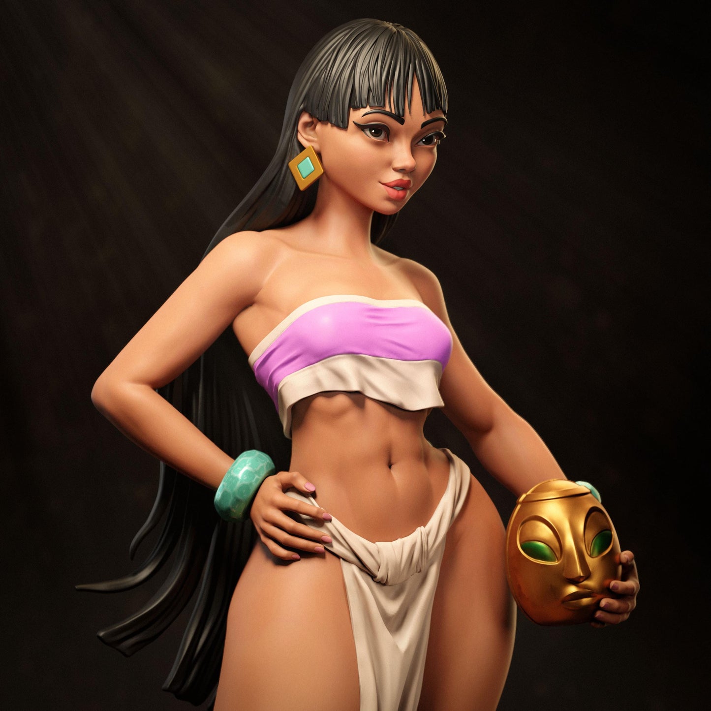 Beautiful Indigenous Woman 3D Printed Collectible Figure - Statue - Perfect Gift Idea for Adults - Home Decor - Pin-Up - Painted