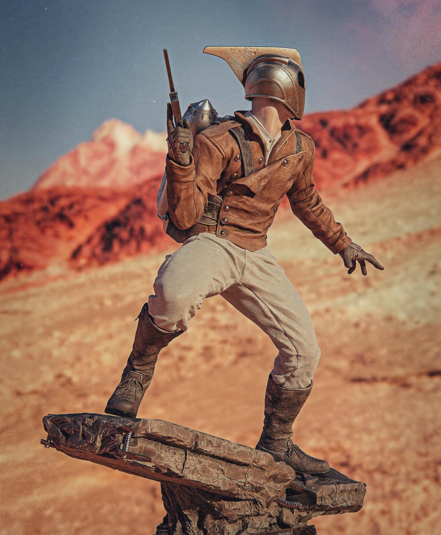The Rocketeer Collectible Statue Hand-Painted 3D Resin Figure - Ready-to-Display Retro Hero, Pulp Adventure Art