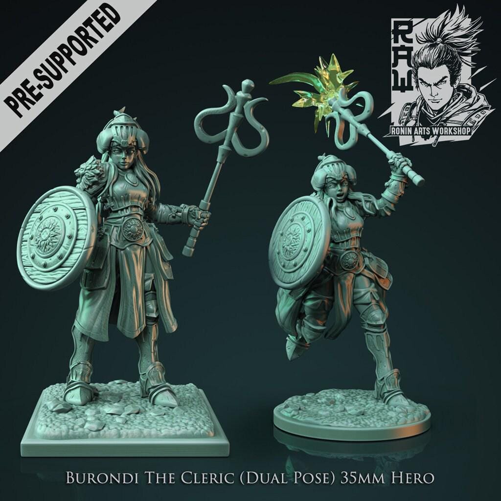 Burondi Cleric Human 3D Miniature | Fantasy RPG Figure in Idle & Action Poses