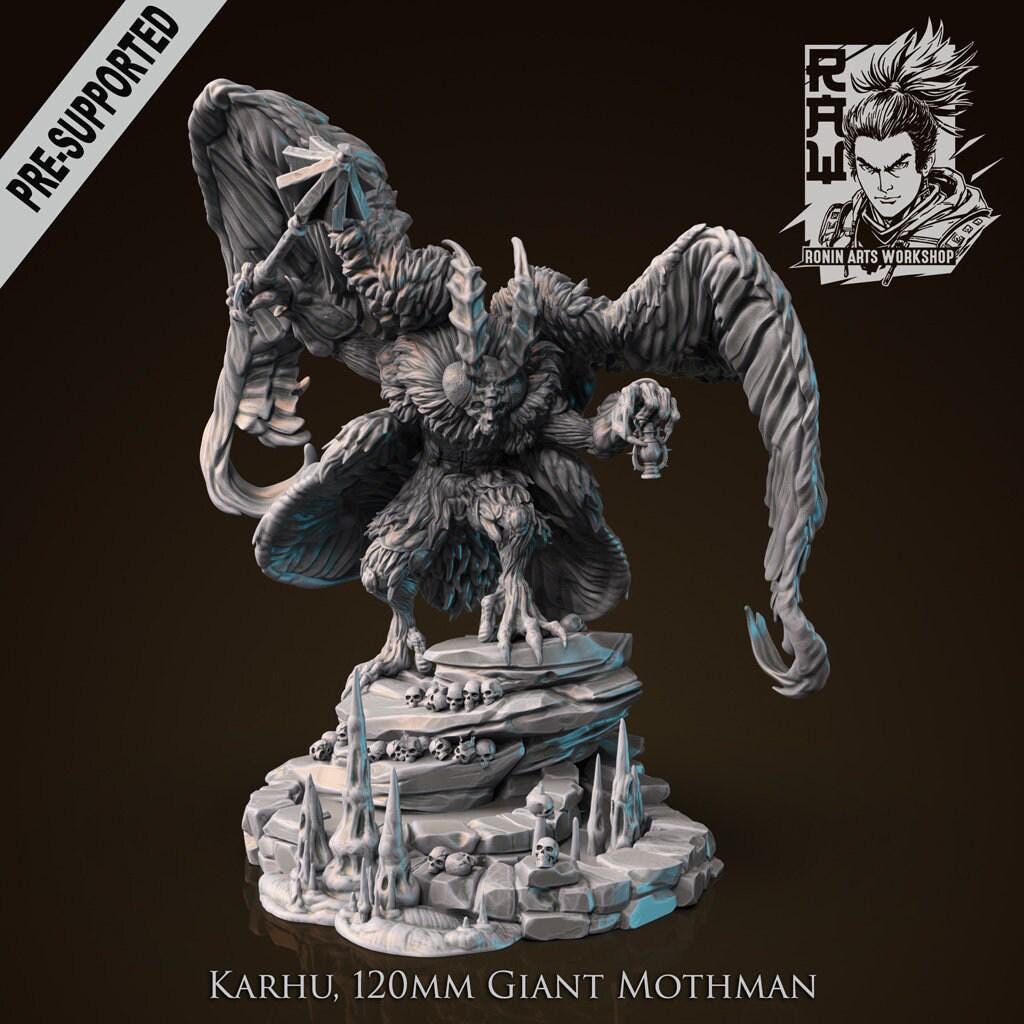 Karhu Mothman Monster - Unpainted 35mm Resin Miniature - Cryptid Horror Figure