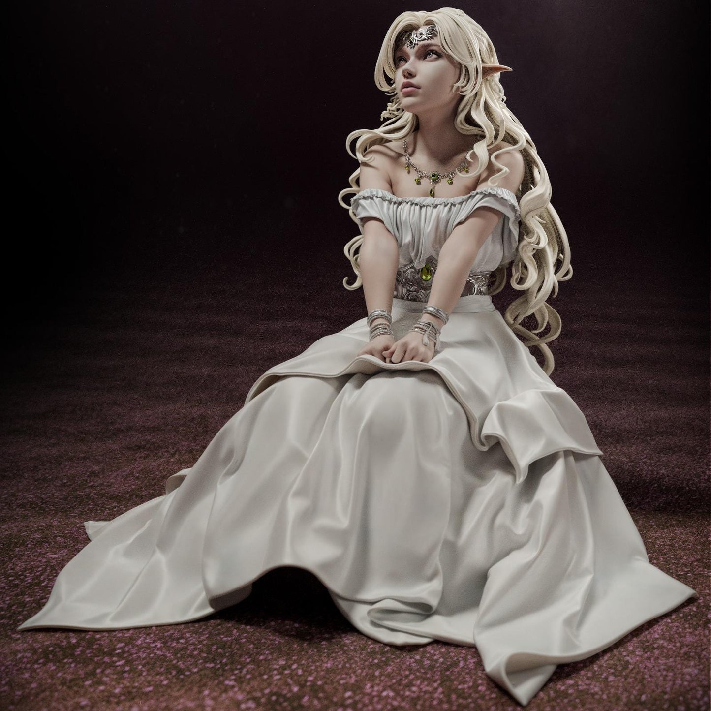a statue of a woman in a white dress