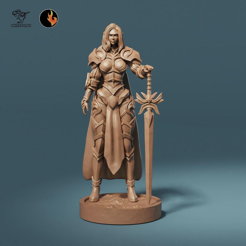 Paladin Clara Fantasy Miniature - Embody the Radiant Valor in TTRPGs, RPGs, DnD, Pathfinder, and Tabletop Games