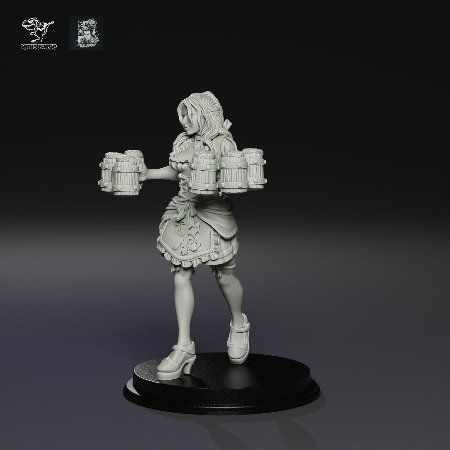 Demi Barmaid Miniature 3D Print Dungeons and Dragons Mini RPG Tabletop DnD Painting Great Gift Idea Board Game