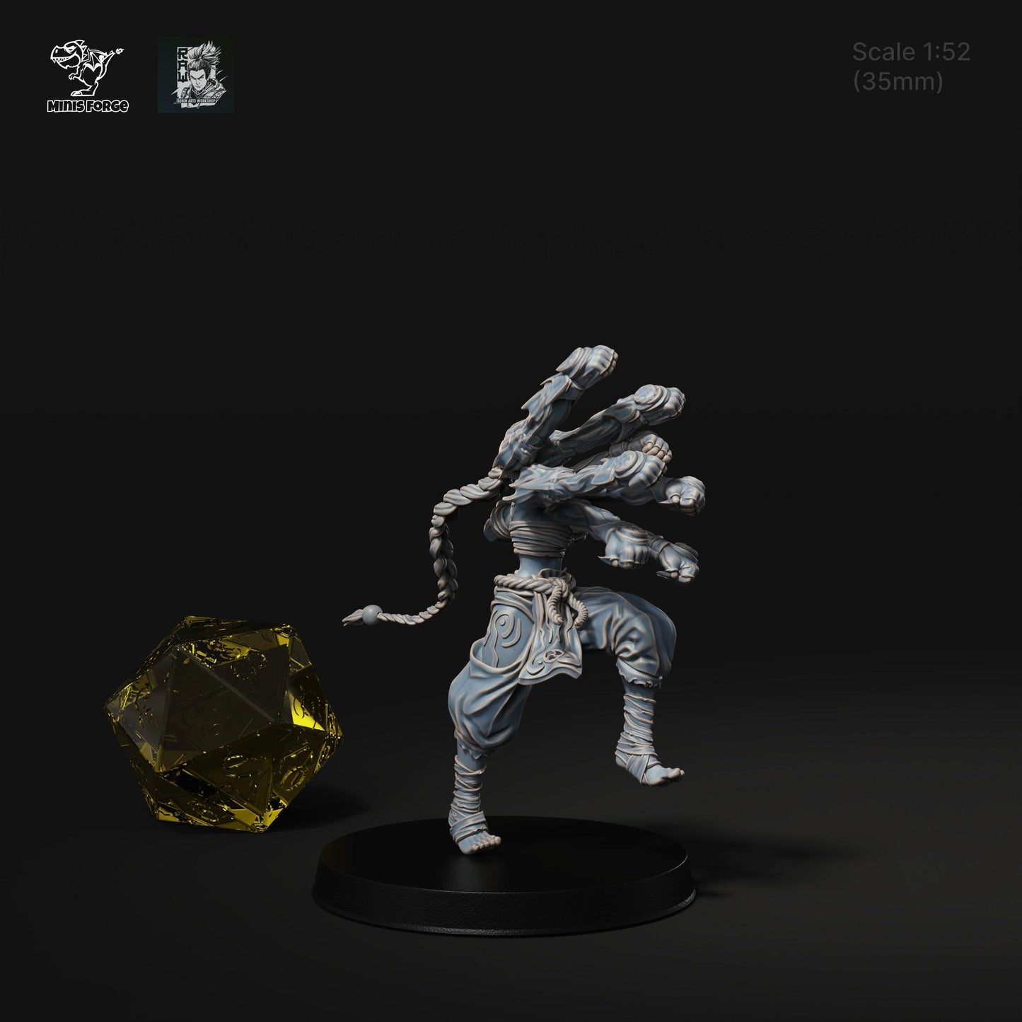 Karoku Fighting Monk, Dnd miniatures, Tabletop miniatures, 3d printed miniatures, Pathfinder, Dnd, dungeons and dragons, 35 mm, warrior monk