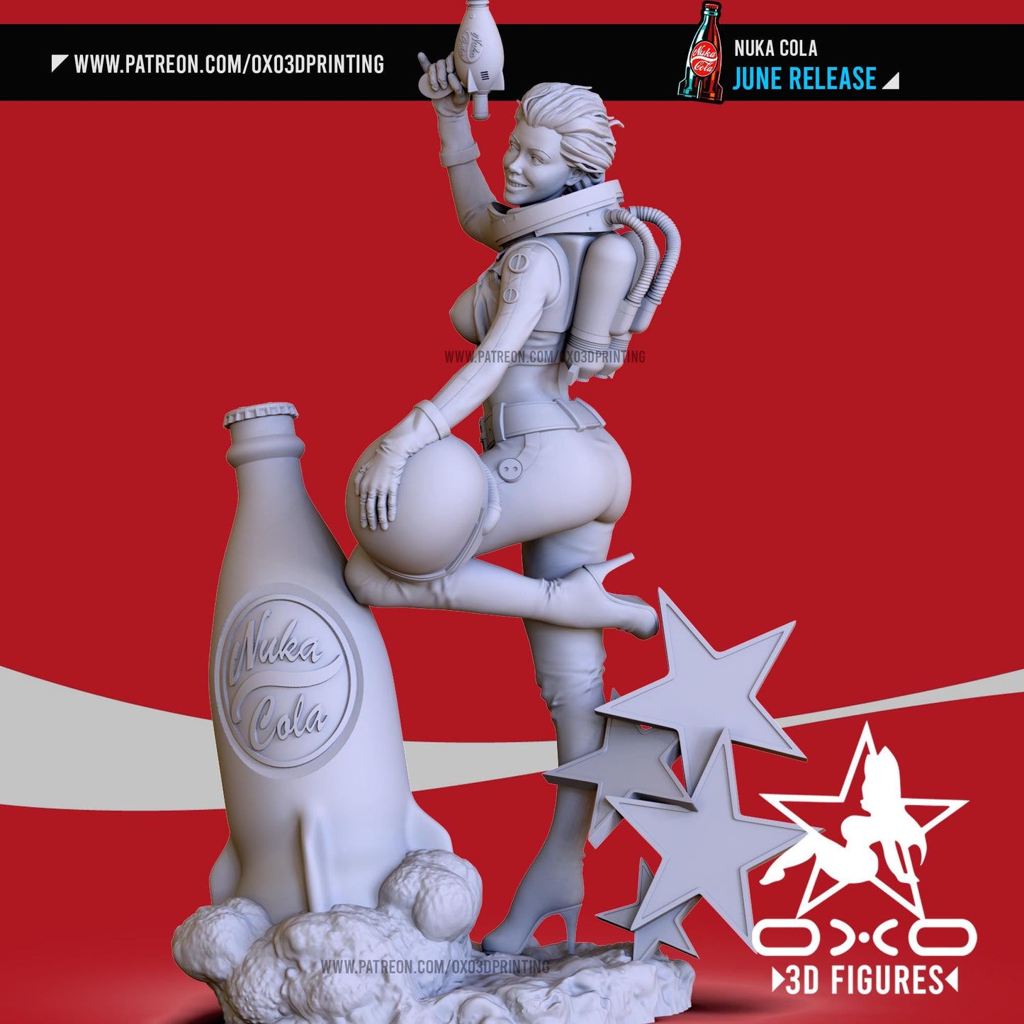 Nuka Girl 3D Printed Collectible Statue - painted NSFW Figurine, Post-Apo Fallout Inspired Unique Gift Idea