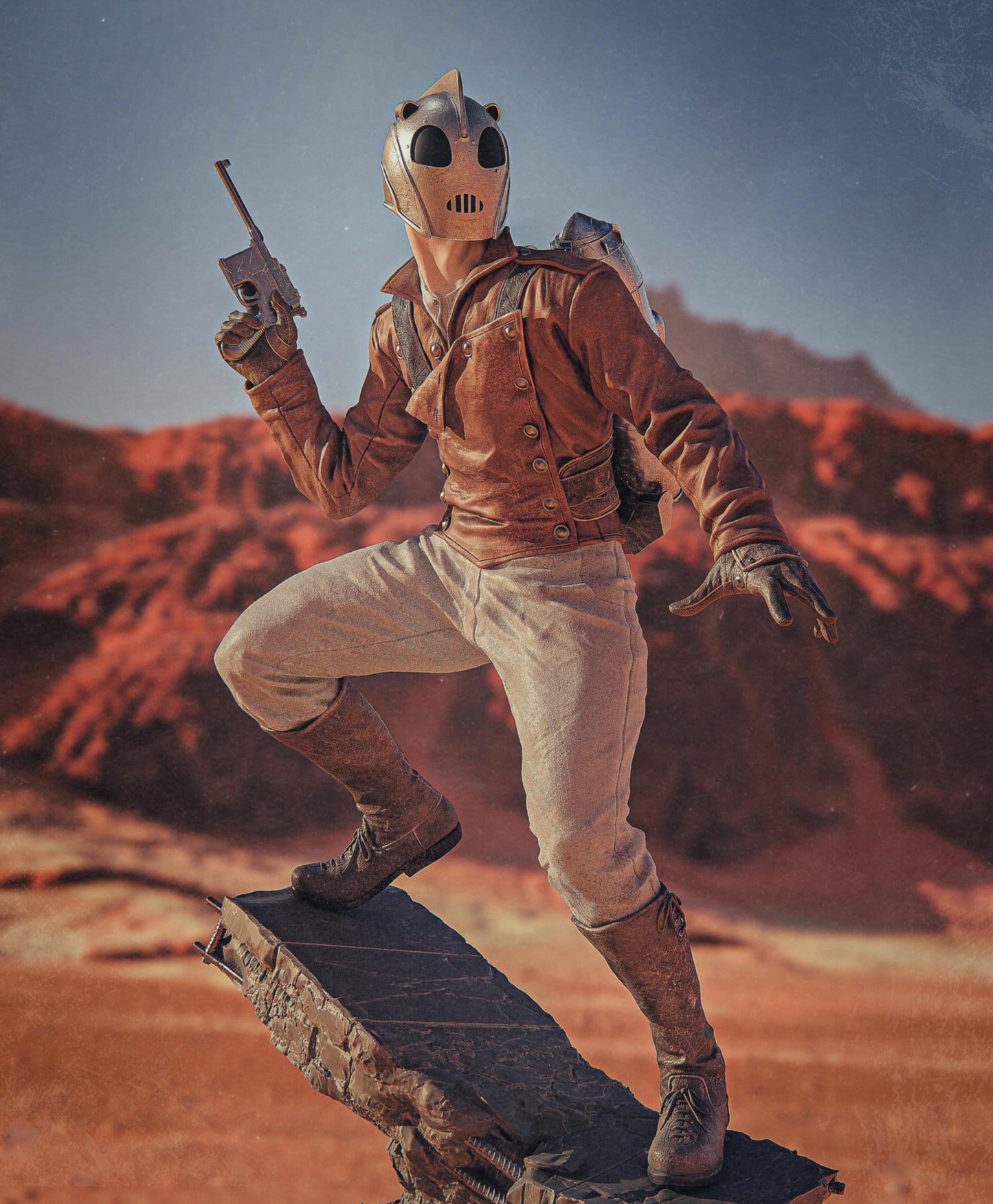 The Rocketeer Collectible Statue Hand-Painted 3D Resin Figure - Ready-to-Display Retro Hero, Pulp Adventure Art