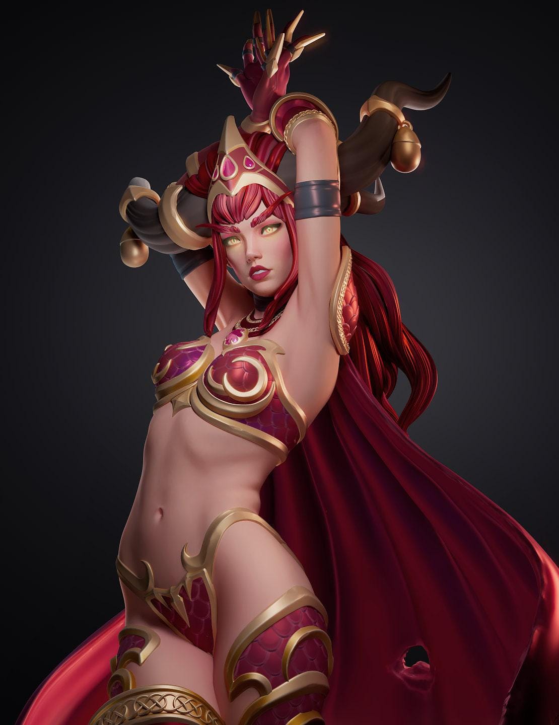 Alexstrasza 3D Printed Statue, Hand-Painted WoW Collectible Figure. Impressive Detail, Optional NSFW Version Available