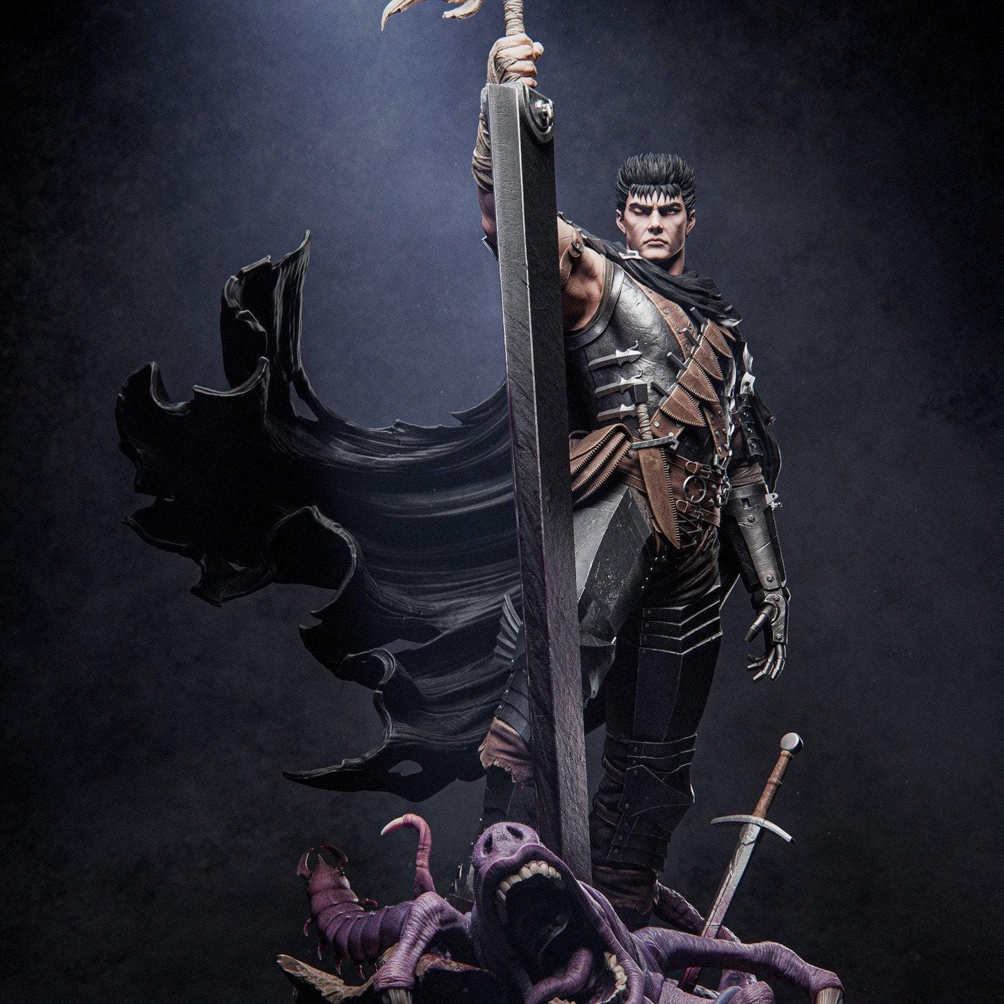 Epic Guts Berserk 3D Printed Miniature Statue: Black Swordsman Dark Fantasy Fan Art Collectible