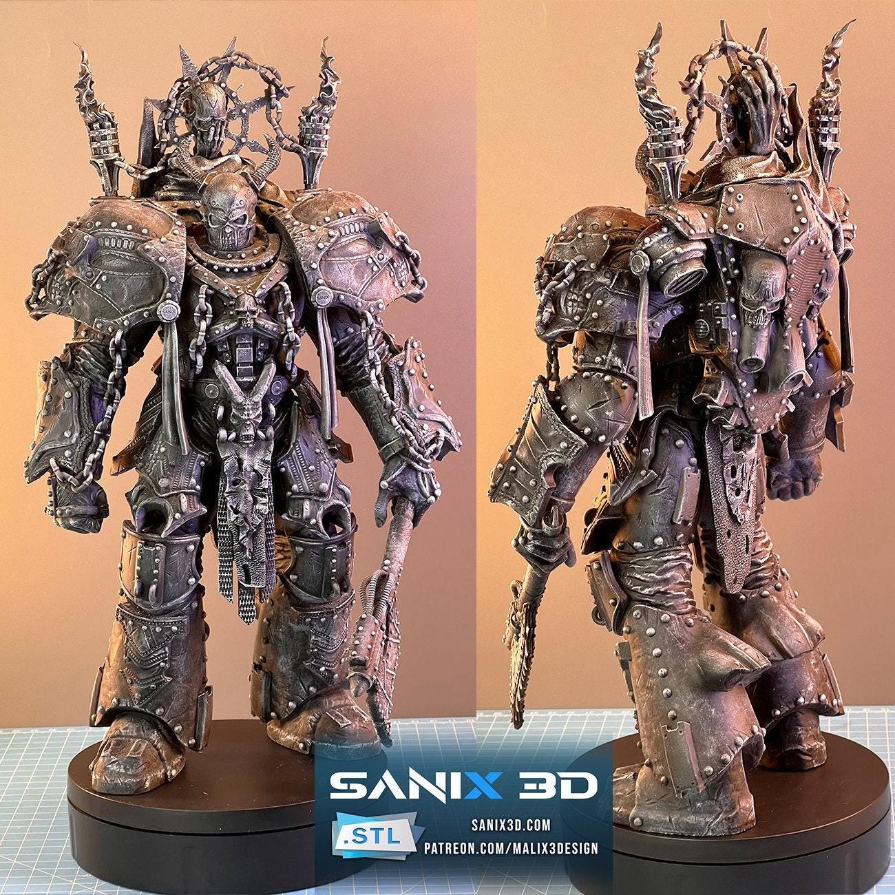Epic Chaos Warrior 3D Printed Statue: Grimdark Fantasy Collectible Figure - Warhammer Inspired Champion