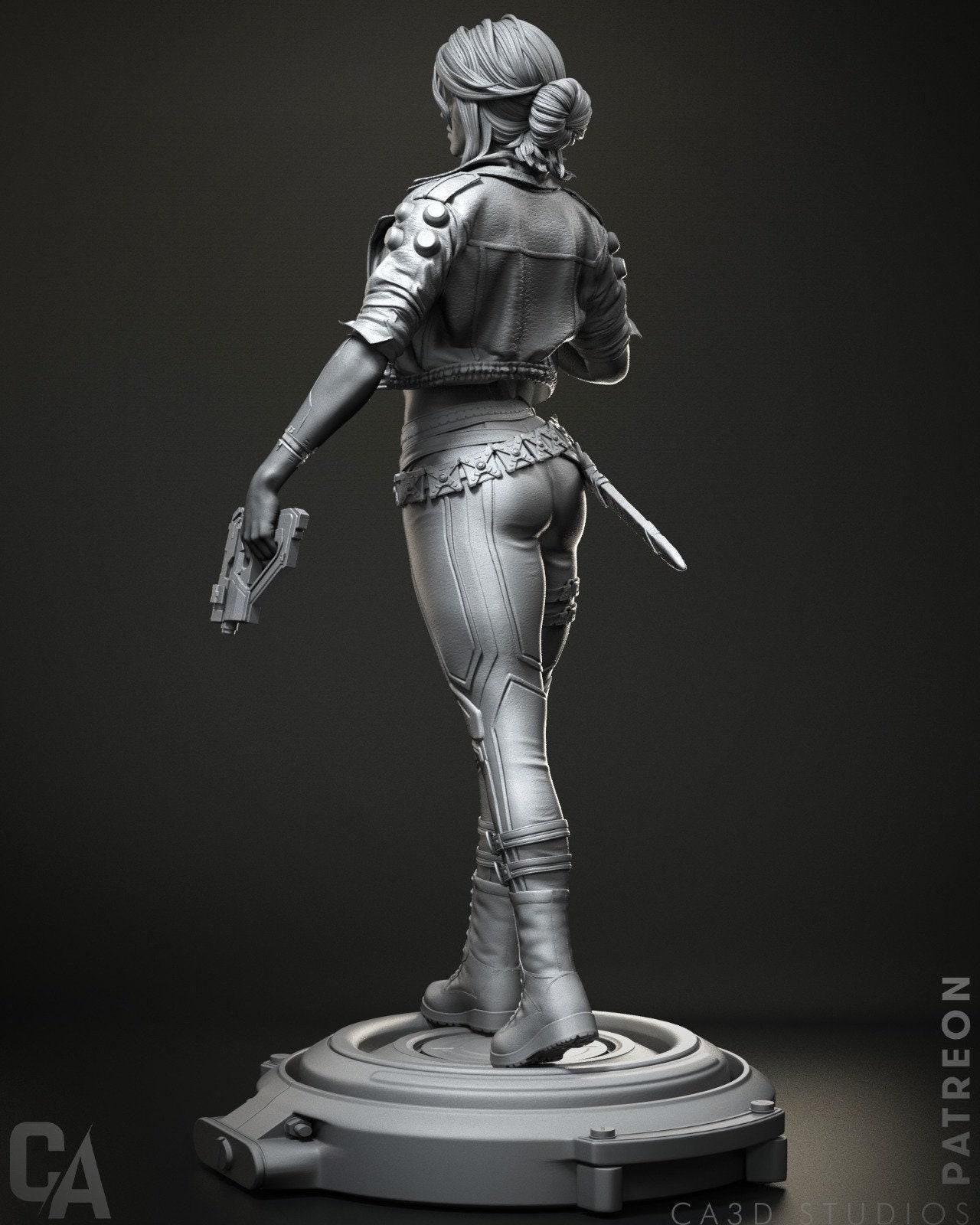 Stunning Cyberpunk Ciri 3D Printed Resin Statue: Witcher & Cyberpunk 2077 Fan Art Collectible