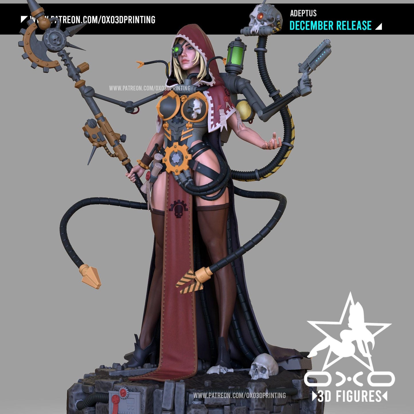 Warhammer 40k Inspired: Adeptus Mechanicus Female 3D Printed Resin Statue (NSFW)