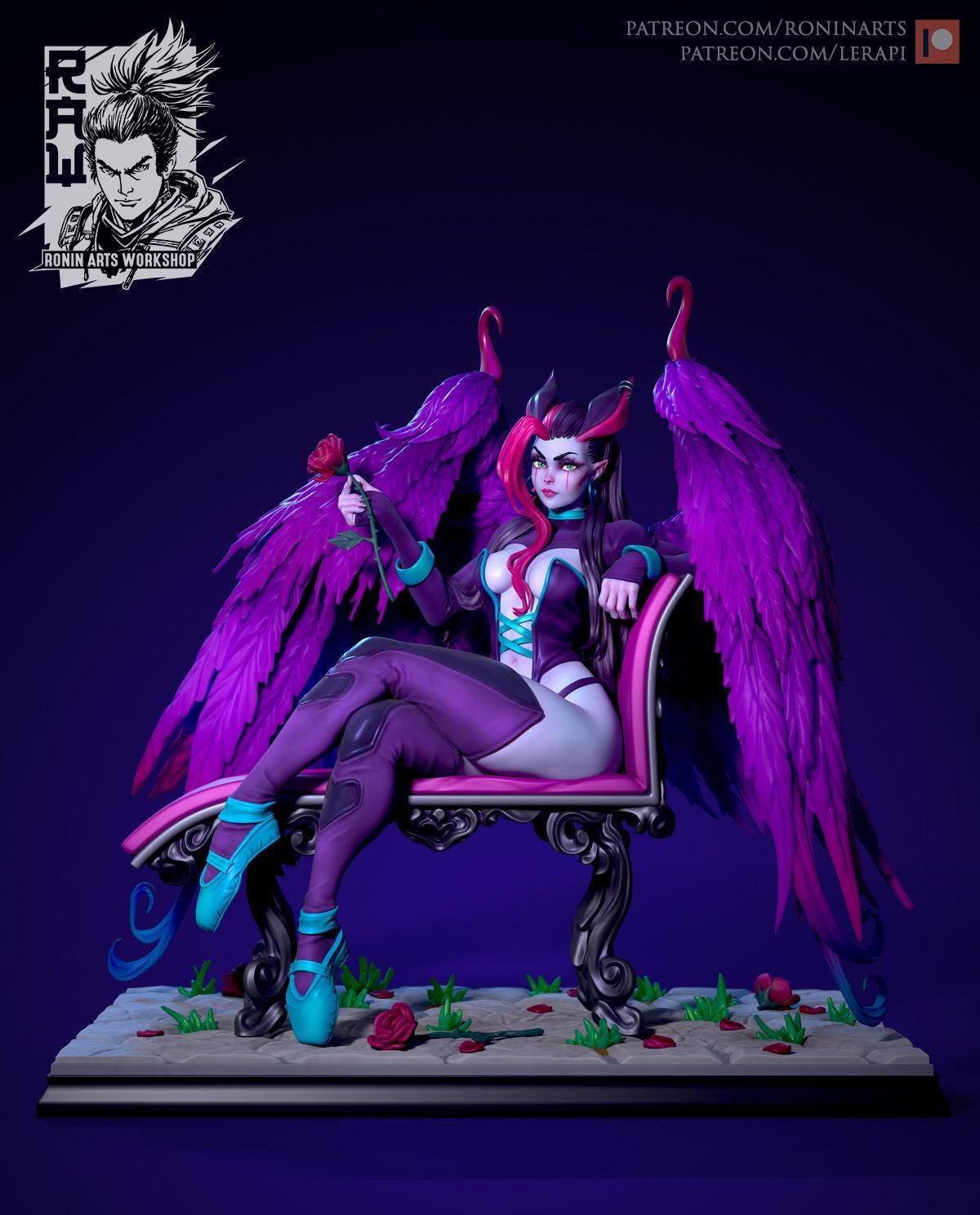 Succubus Angie Pinup Collectible 3D Printed Statue | Explicit Fantasy Resin Figure for Adult Collectors NSFW