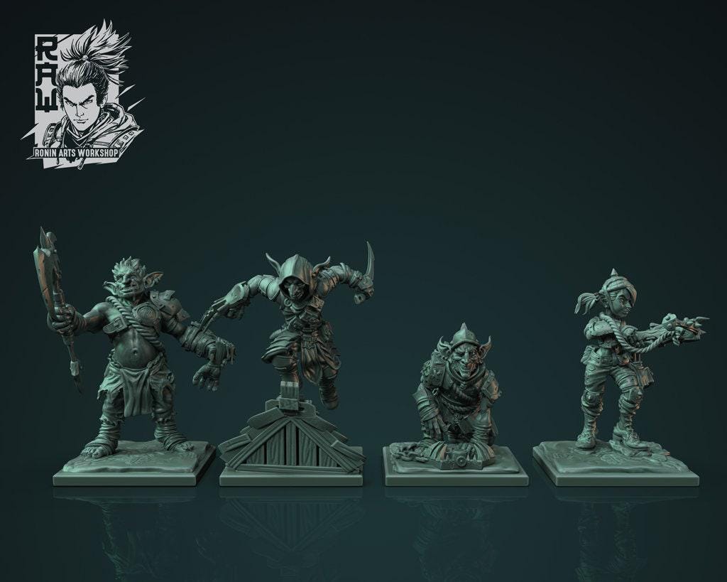 Goblin Pack Warband 35 mm, Dnd miniatures, Tabletop miniatures, 3d printed miniatures, Pathfinder, Dnd, dungeons and dragons