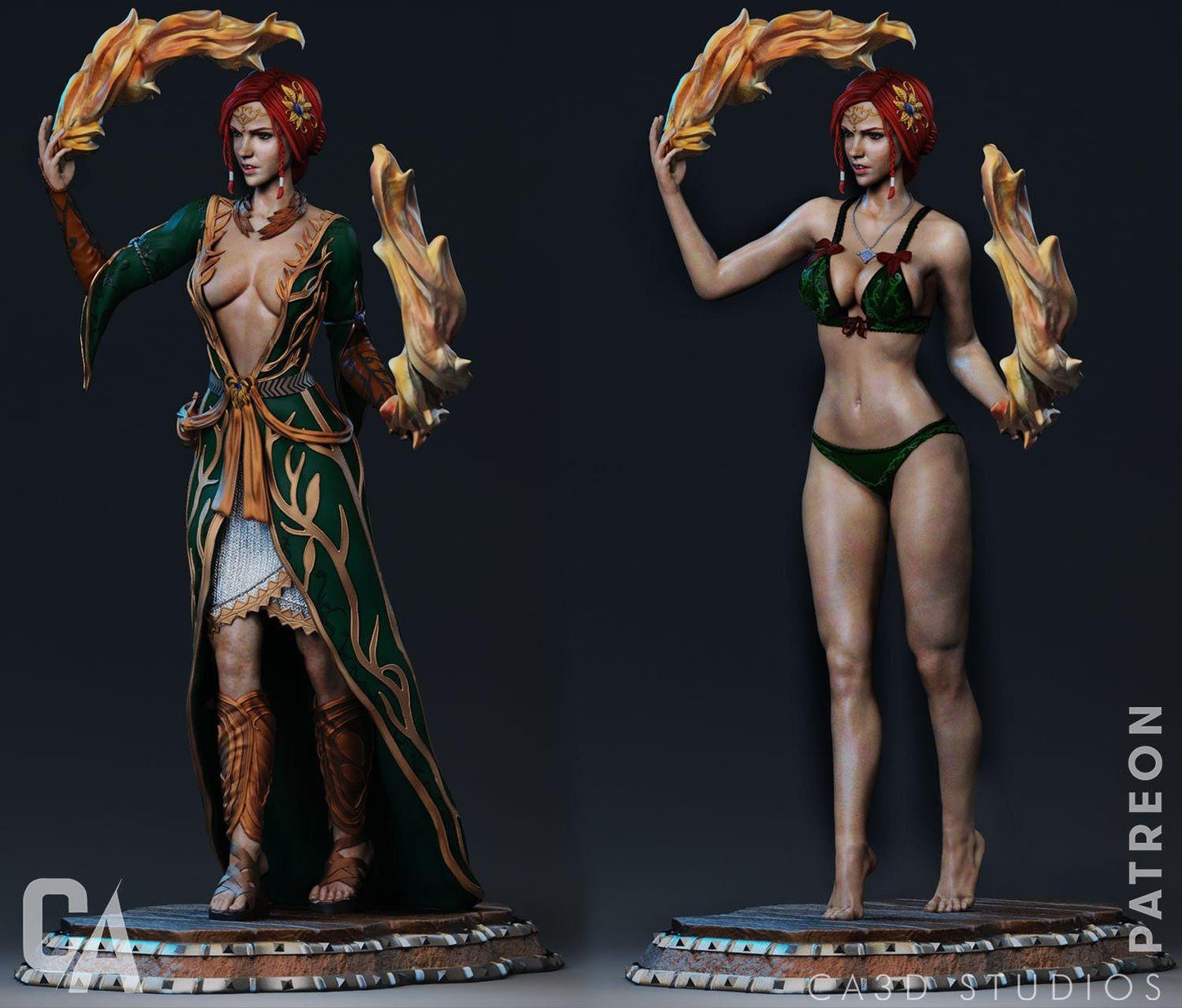 Triss 3D Print Collectible Miniature Statue Figure NSFW Pin Up Painted Witcher Fanart