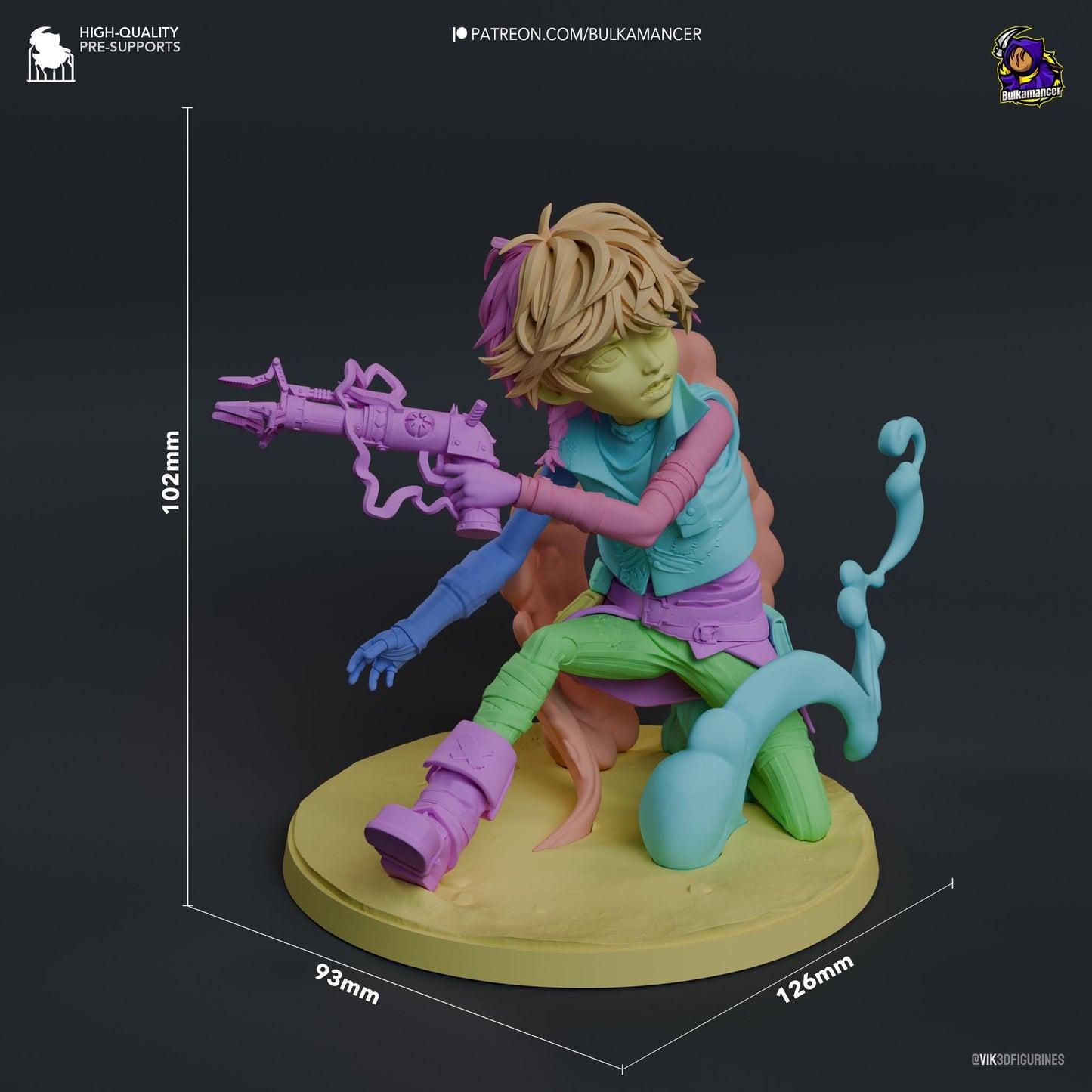 a figurine of a girl with a gun