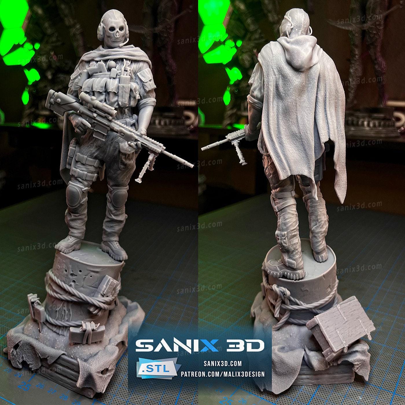 Ghost Call of Duty Resin Statue - Hand-Painted or Unpainted 3D Printed Collectible | Tactical Gaming Decor