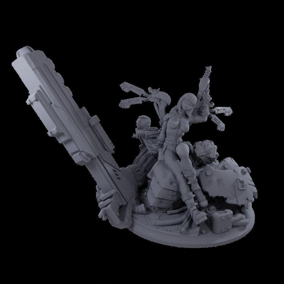 Sci-Fi Gunslinger Girl 3D Printed Collectible Statue: High-Detail Futuristic Figure for Collectors & Fans