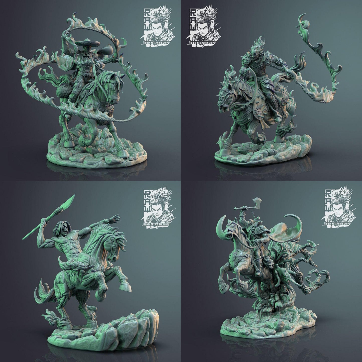 Cursed Vanguard: The Four Horsemen of the Apocalypse - Epic 3D-Printed Miniatures for DnD, Pathfinder, and Tabletop Adventures 35 mm scale
