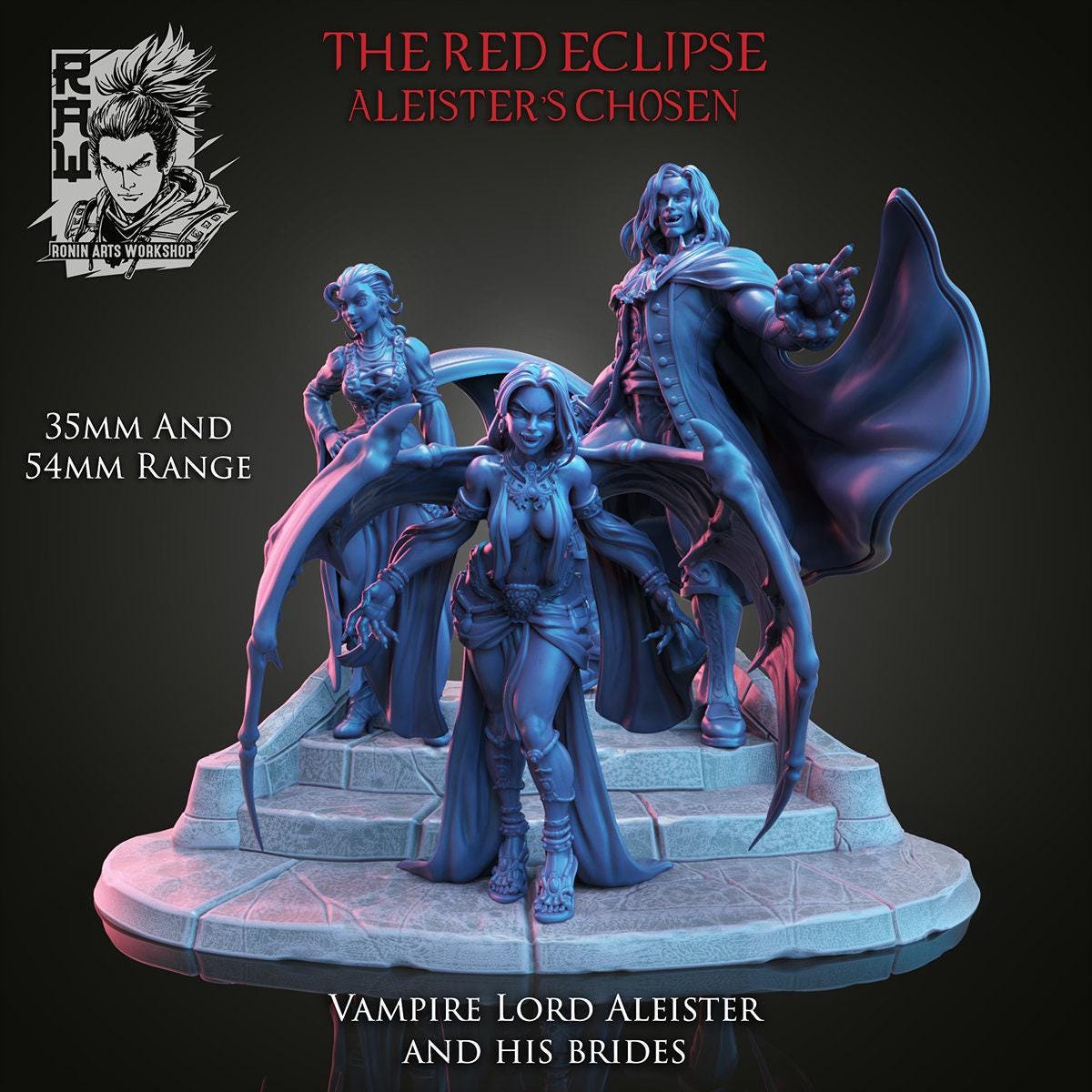 Vampire Lord Aleister and his Brides Iris Pin Up 3D Print Collectible Resin Statue Figure SFW NSFW