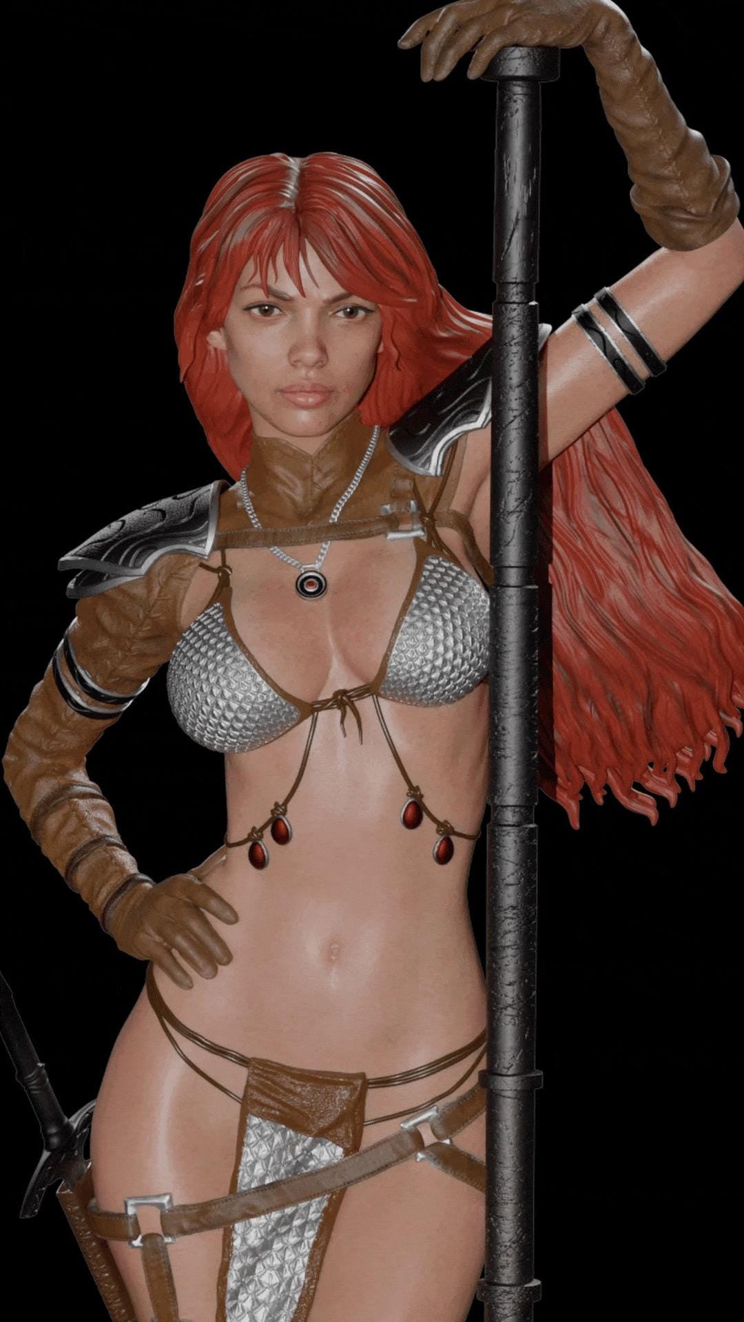 Red Sonja Collectible Statue: Iconic She-Devil with a Sword Figure – Premium Hand-Painted (or 3D Printed) Resin
