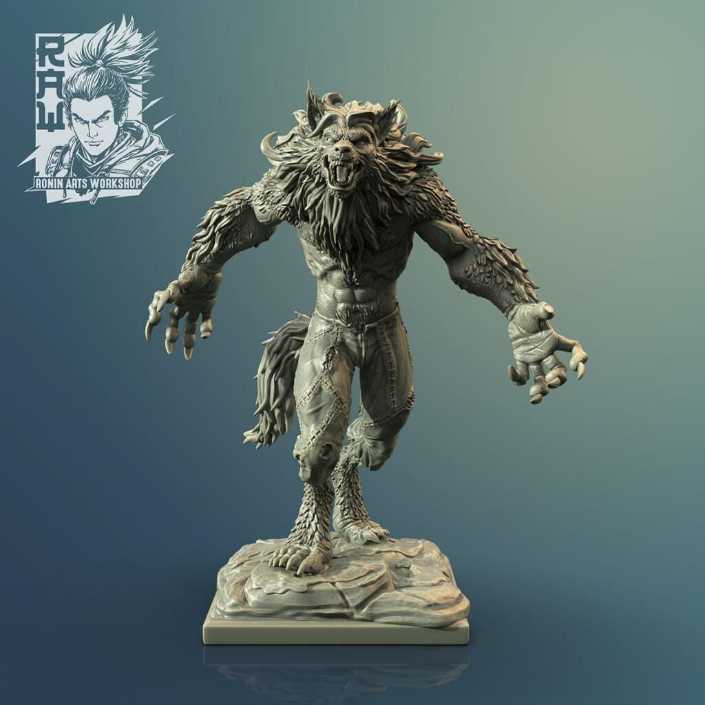 Lucano the Werewolf - Unpainted 35mm Miniature - Lycanthrope Horror Figure
